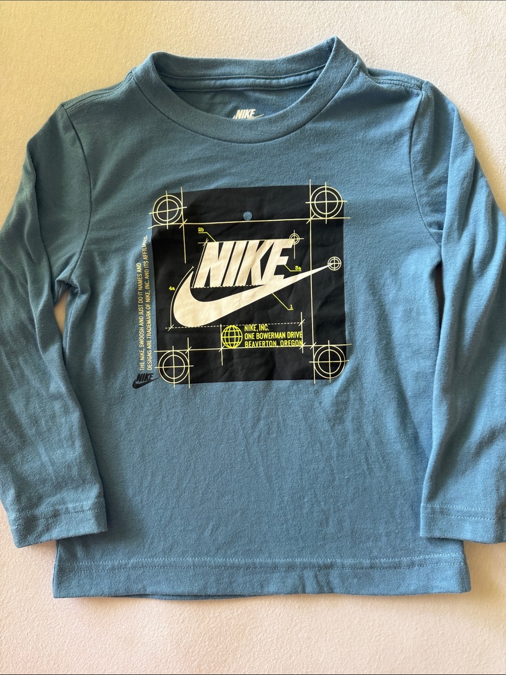 Nike Blue Long-Sleeve Graphic Logo Tee for Kids
